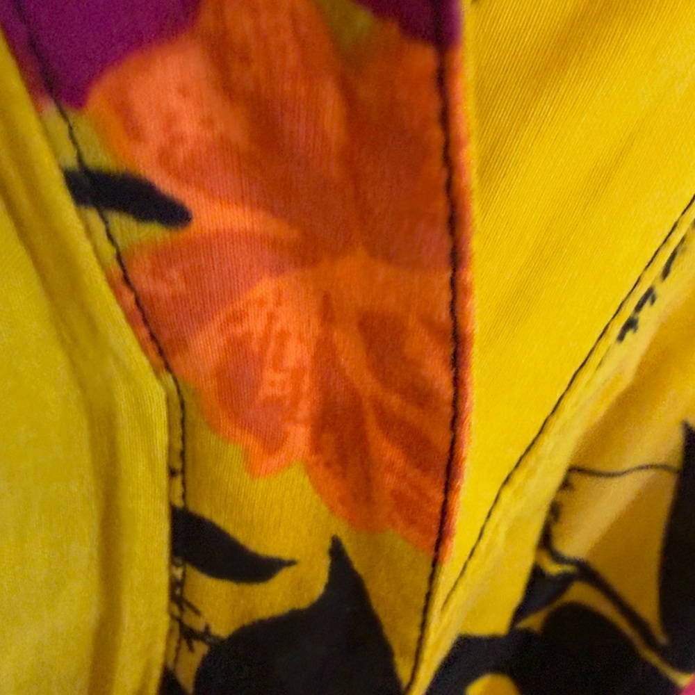 Anthropologie Mustard Yellow Floral Jumpsuit with Pink & Black Accents - Picture 4 of 7